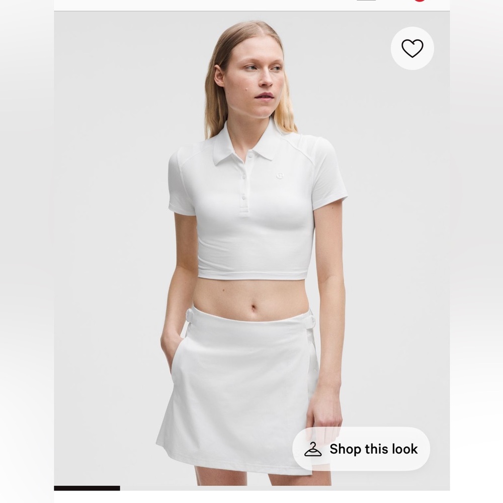 Lululemon pique right fit cropped white polo 4